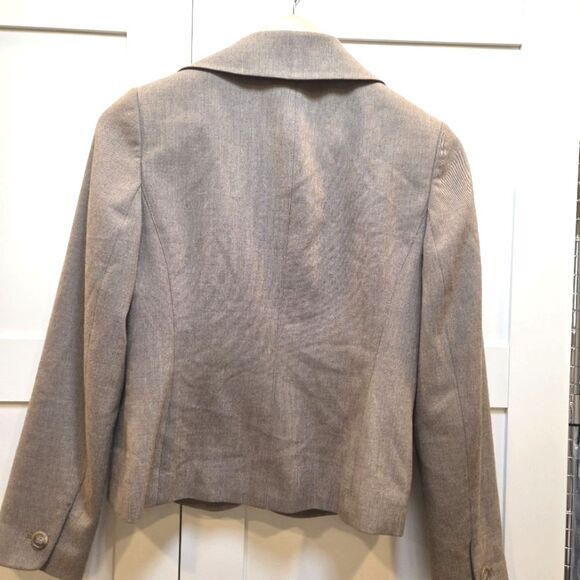 Ann Taylor Petites Taupe Tan Tweed 3 Button Lined Blazer Jacket Size 2P - Picture 3 of 9